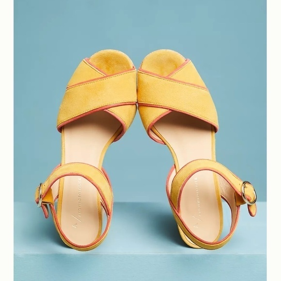 anthropologie piped platform heels cork leather 11 - Picture 3 of 11